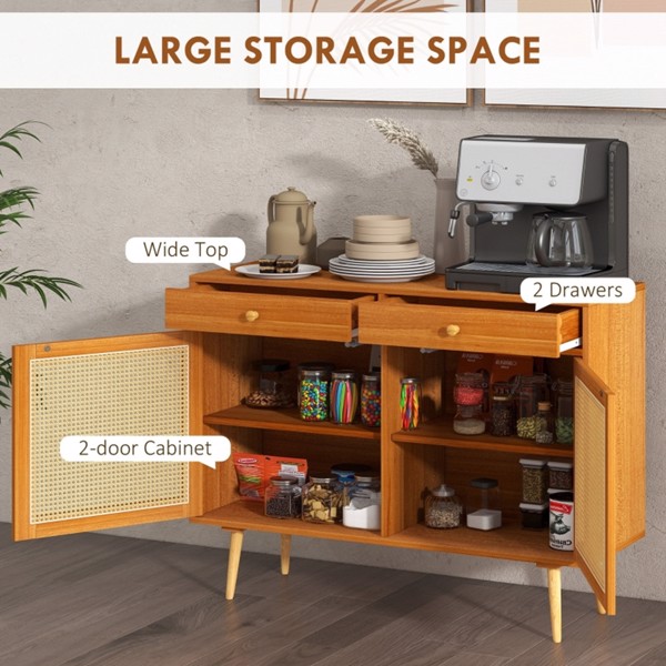 Kitchen Storage Cabinet Light Brown (Swiship-Ship)（Prohibited by WalMart）