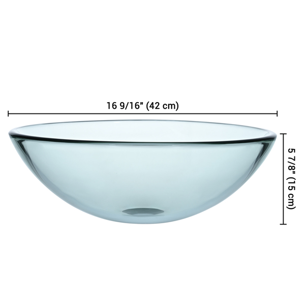 Clear  16"  Glass Vessel Bathroom Sink combines great aesthetics and functionality  for your bathroom, lavatory, washstand, half bath, etc.（No shipping on weekends.）