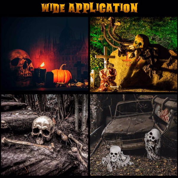 28 Pieces Skeleton Bones and Skull for Halloween Decor or Spooky Graveyard Ground Decoration for   decorating walls, doors, windows, tables, closets, haunted houses,   graveyards, bars, stages（No ship