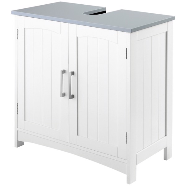Pedestal Sink Storage Cabinet, Under Sink Cabinet with Double Doors, White-AS