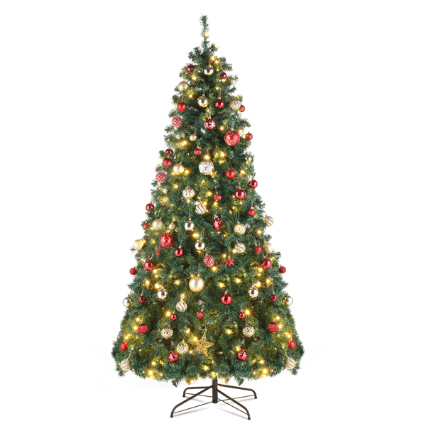 7ft Automatic Tree Structure PVC Material 450 Lights Warm Color 8 Modes 1050 Branches Christmas Tree Green
