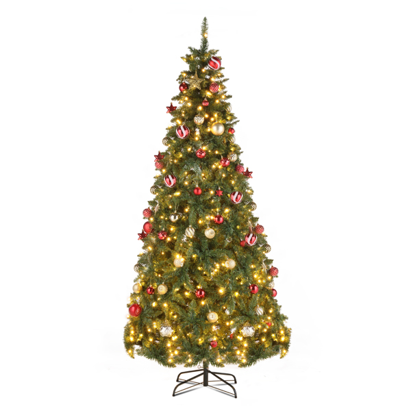 7.5ft Automatic Tree Structure PVC Material 600 Lights Warm Color 8 Modes 1200 Branches Christmas Tree Green