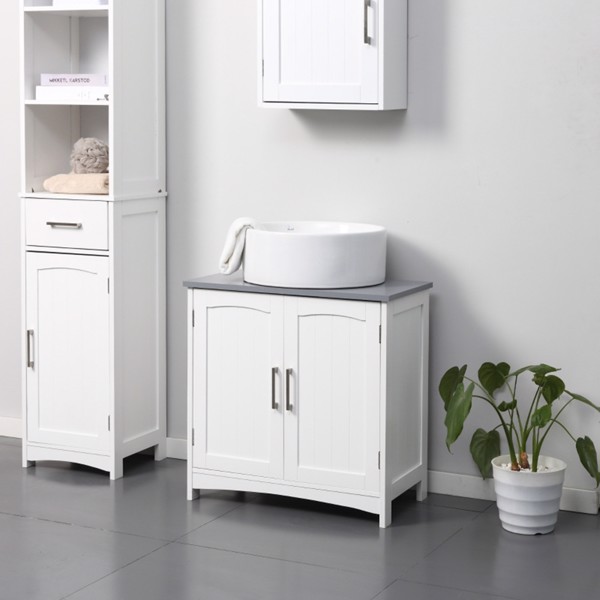 Pedestal Sink Storage Cabinet, Under Sink Cabinet with Double Doors, White-AS ( Amazon Shipping)（Prohibited by WalMart）