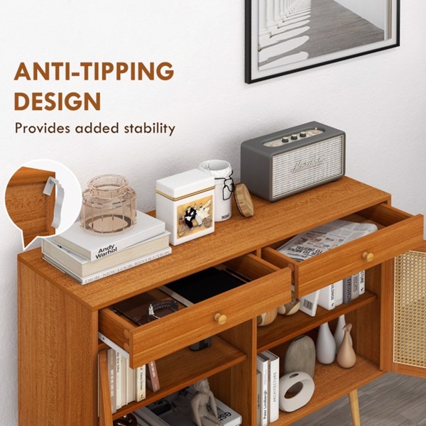 Kitchen Storage Cabinet Light Brown (Swiship-Ship)（Prohibited by WalMart）