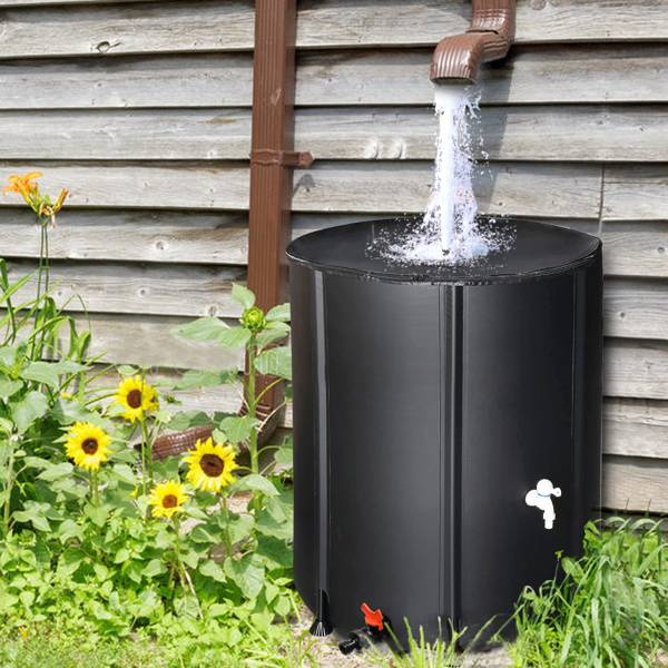 132 Gallon Folding Rain Barrel Water Collector Black