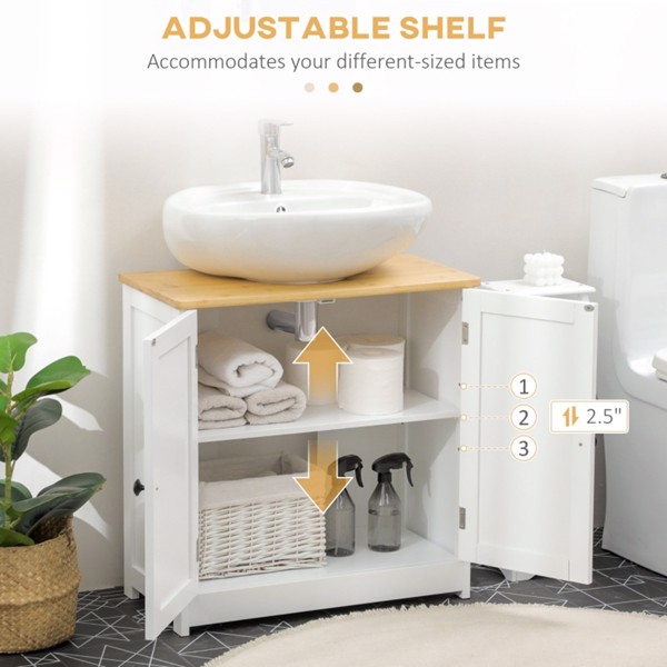 Pedestal Sink Storage Cabinet, Under Sink Cabinet with Double Doors,  Crystal White, Dark Walnut-AS ( Amazon Shipping)（Prohibited by WalMart）