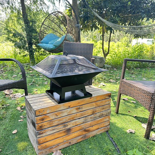 Modernisation Square BBQ Grill Outdoor Heater Garden Outdoor Fireplace Portable Fire Pit Contracted Barbecue Brazier Wood Stove
