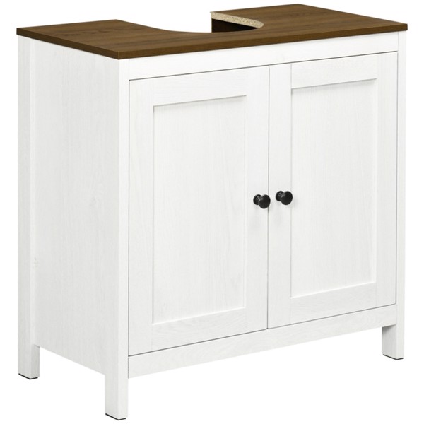 Pedestal Sink Storage Cabinet, Under Sink Cabinet with Double Doors,  Antique White, Walnut-AS ( Amazon Shipping)（Prohibited by WalMart）