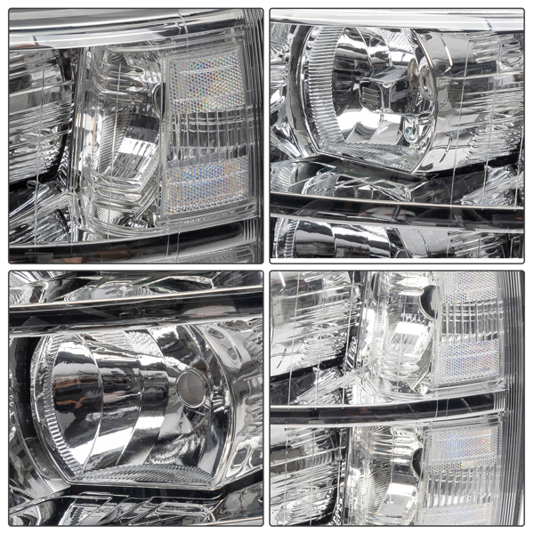 Pair Chrome Headlights Clear Lens For 2007-2013 Chevy Silverado 1500 2500 3500