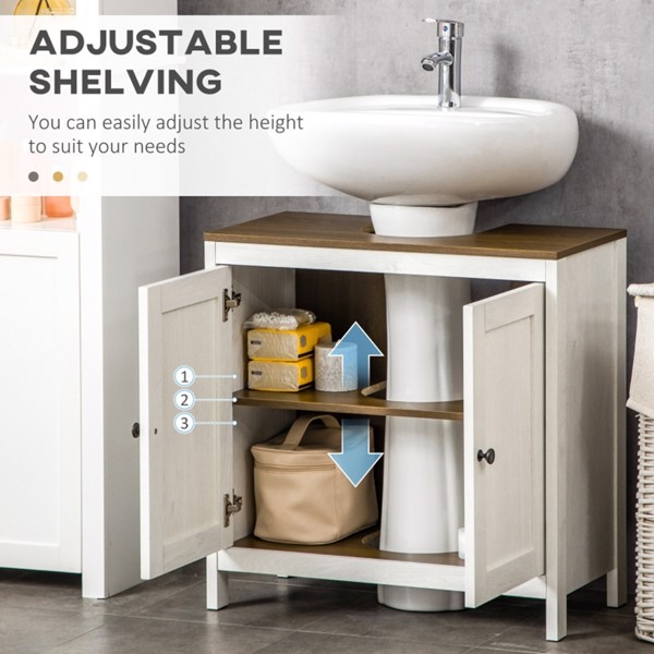 Pedestal Sink Storage Cabinet, Under Sink Cabinet with Double Doors,  Antique White, Walnut-AS (Swiship-Ship)（Prohibited by WalMart）