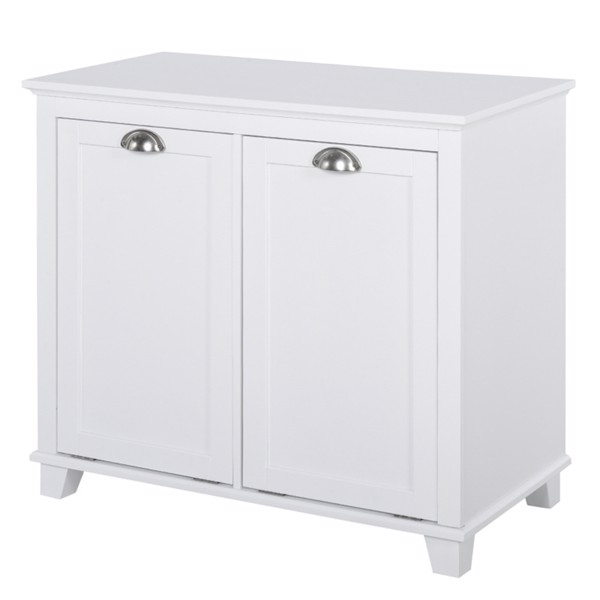 Tilt-Out Laundry Sorter Cabinet, Bathroom Storage Organizer white-AS (Swiship-Ship)（Prohibited by WalMart）