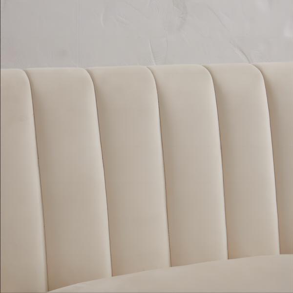 Modern velvet fabric single person sofa side chair with solid wood legs, used in bedroom, living room and office-White