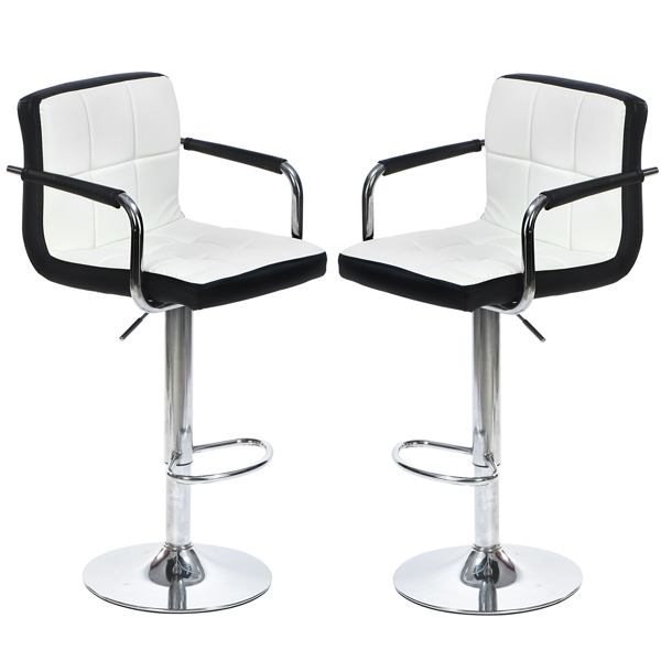 Jinsi Nan White bar stools Set of 2, 360 Degree Rotating Bar Stool, Bar Chairs, Bar Stool,Leather bar Chair,Barstool, Bar Furniture, Bar Chair (Front White, Back Black)