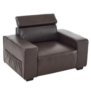 136*96*83cm Retro Pu 26cm Fully Detachable Armrests Single Seat With Side Pockets Full Pull Point Indoor Single Sofa Brown