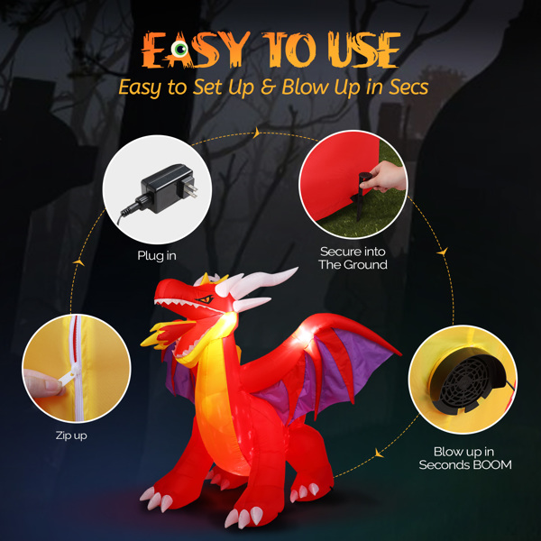 6ft fire dragon 3pcs LED String Lights Inflatable Halloween Decoration
