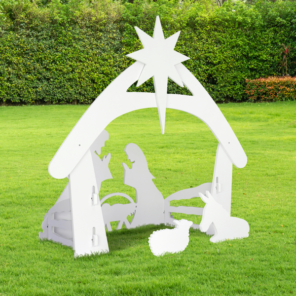 116*53*118cm PVC Nativity Garden Jesus Decoration White