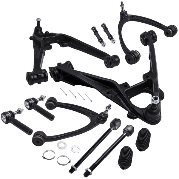 12Pcs Suspension Front Lower Control Arms Tierod Kit for GMC Sierra 1500 07-13