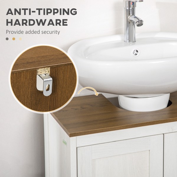 Pedestal Sink Storage Cabinet, Under Sink Cabinet with Double Doors,  Antique White, Walnut-AS (Swiship-Ship)（Prohibited by WalMart）