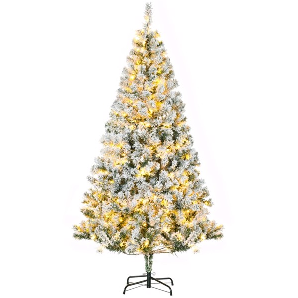  Christmas Trees, with Snow Frosted Branches, Warm White LED Lights