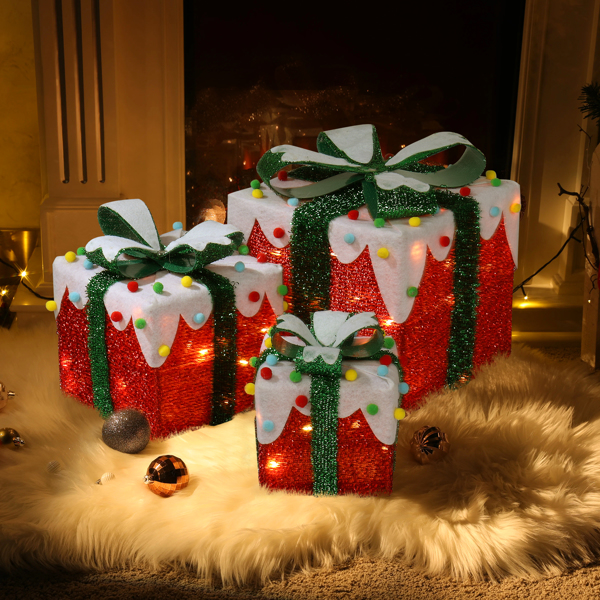 3pcs 60 Lights Iceberg Effect Colorful Small Cotton Balls Battery Type (Not Included) Garden Gift Box Decoration