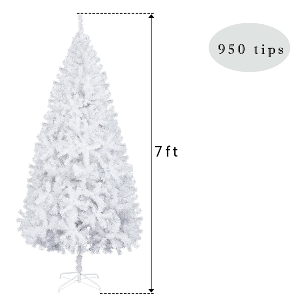 7FT Iron Leg White Christmas Tree with 950 Branches