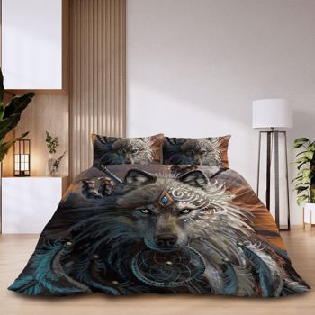 Ultra Soft Wolf Warrior Duvet Cover Set for Comforter with Pillowcase Kids Teens