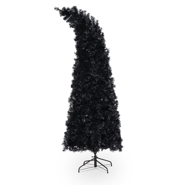 7ft Wizard Hat Shape Automatic Tree Structure PVC Material 1050 Branches 400 Lights 10 Functions With Remote Control Christmas Tree Purple And Orange