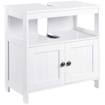 Sink Storage Cabinet, Under Sink Cabinet with Double Doors, Bathroom Vanity Cabinet with Shelves, White-AS (Swiship-Ship)（Prohibited by WalMart）