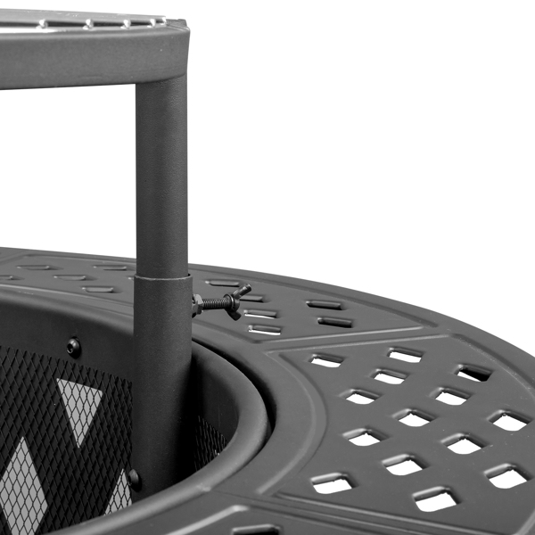 38in Metal Fire Pit with Cooking Grates Black