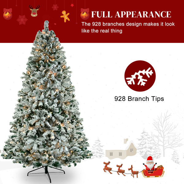 6ft Flocking Tied Light Christmas Tree Automatic Tree Structure