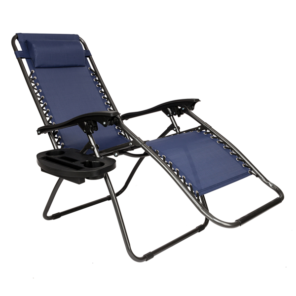 Infinity Zero Gravity Chair Pack 2, Outdoor Lounge Patio Chairs with Pillow and Utility Tray Adjustable Folding Recliner for Deck,Patio,Beach,Yard, Blue