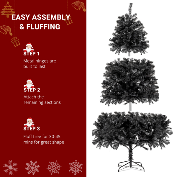 7ft 1500 Branch PVC Branch Iron Bracket Christmas Tree Black