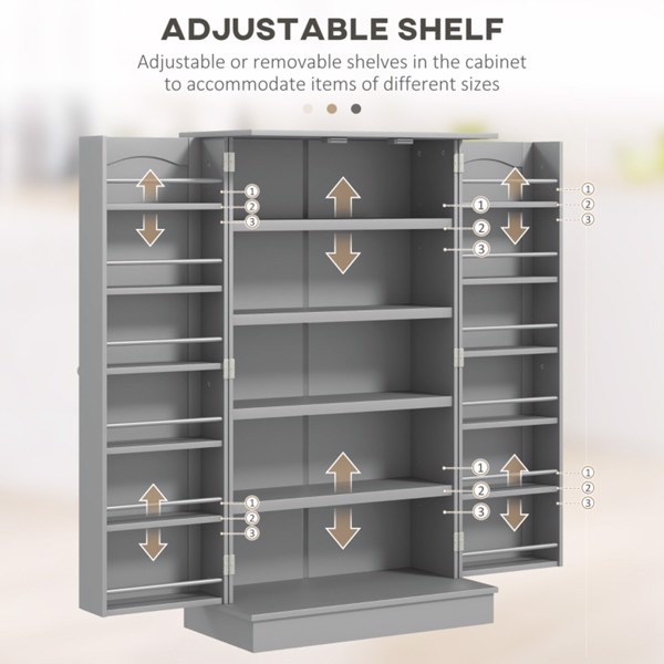 Simple Triamine Adjustable Shelves Sideboard With Door Cabinet White, Gray-AS (Swiship-Ship)（Prohibited by WalMart）