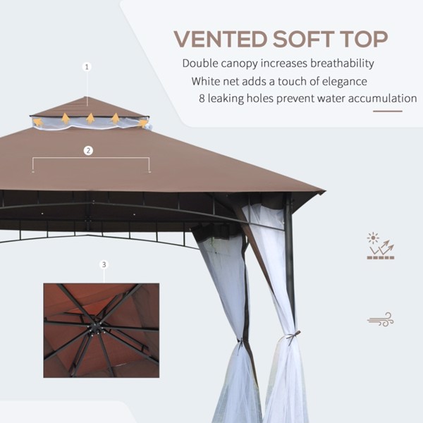 10ft x 10ft Outdoor Patio Gazebo Canopy Tent  Coffee-AS