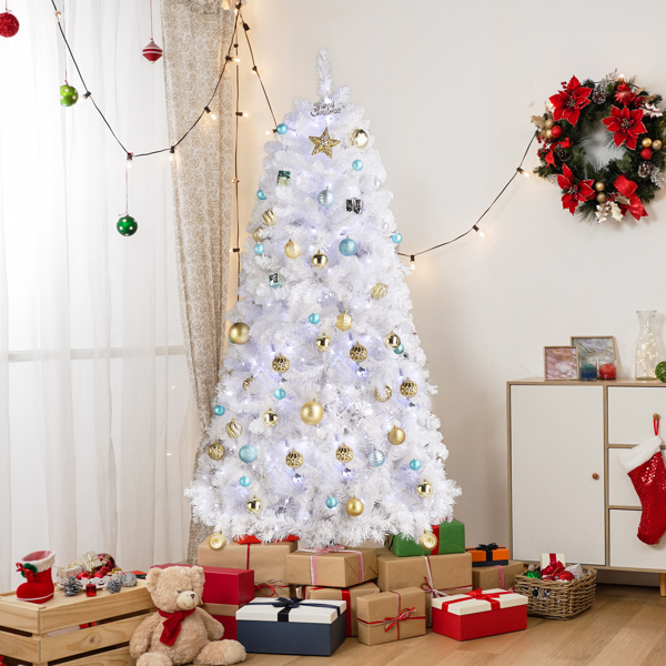 6ft 845 Branches Hanging Tree Structure PVC Material White Round Head 300 Lights Cool Color 8 Modes With Remote Control Christmas Tree