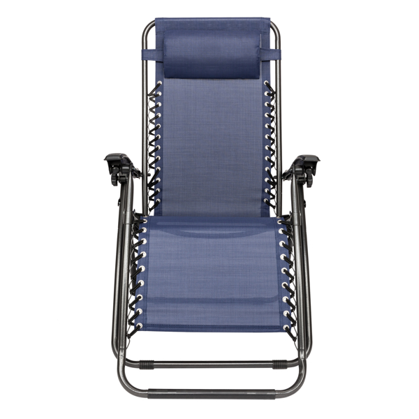 Infinity Zero Gravity Chair Pack 2, Outdoor Lounge Patio Chairs with Pillow and Utility Tray Adjustable Folding Recliner for Deck,Patio,Beach,Yard, Blue