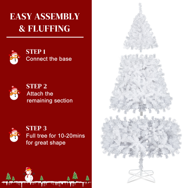 7FT Iron Leg White Christmas Tree with 1349 Branches