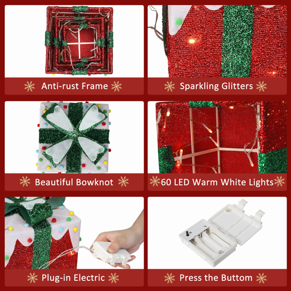 3pcs 60 Lights Iceberg Effect Colorful Small Cotton Balls Battery Type (Not Included) Garden Gift Box Decoration
