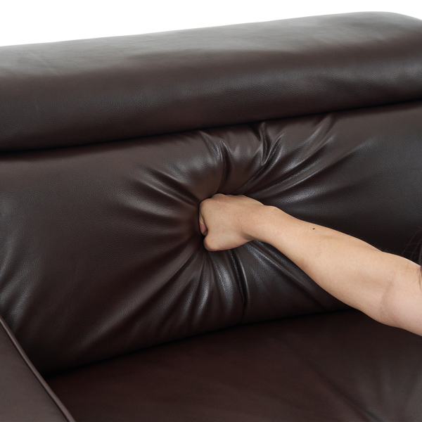 221*96*83cm Retro PU 26cm Fully Detachable Armrests Two Seats With Side Pockets Full Pull Points Indoor Double Sofa Brown