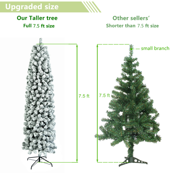 7.5ft Pencil Flocking Christmas Tree