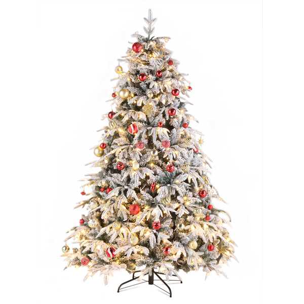 7ft Automatic Tree Structure Single-Sided Pe PVC Material Green Flocking 1687 Branches 450 Lights Warm Color 8 Modes Christmas Tree