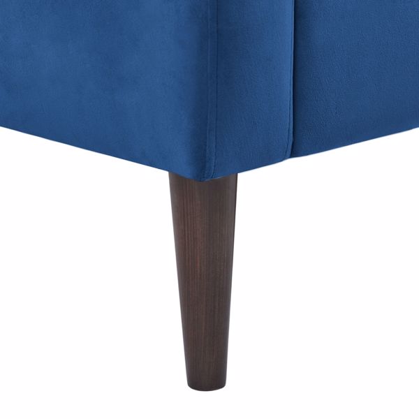 Modern velvet fabric single person sofa side chair with solid wood legs, used in bedroom, living room and office-Blue