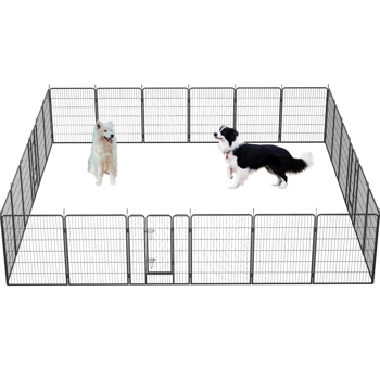 40\\" Outdoor Fence Heavy Duty Dog Pens 24 Panels Temporary Pet Playpen with Doors