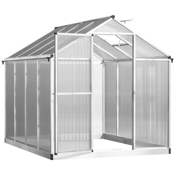  8ftx 6ft Walk-In Polycarbonate Greenhouse with Roof Vent -AS