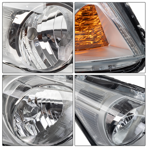 Headlights Chrome Housing Clear Lens Turn Signal for 08-12 Honda Accord Sedan