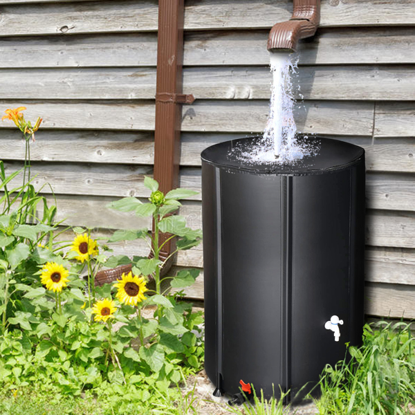 100 Gallon Folding Rain Barrel Water Collector Black
