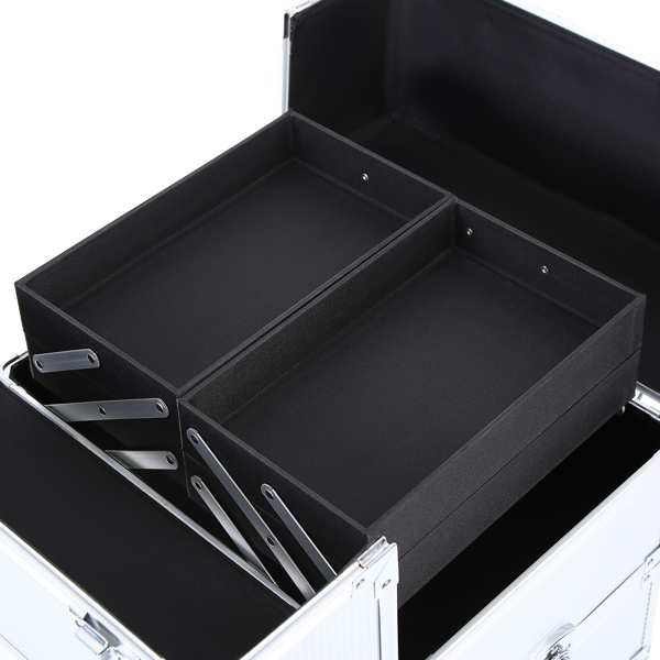 4-in-1 Rolling Makeup Case Aluminum Salon Cosmetic Train Trolley Organizer【No Shipping On Weekends, Order With Caution】