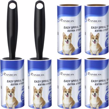 RAINBEAN Lint Rollers for Pet Hair Extra Sticky, [540 Sheets/6 Refills] Lint Roller with 2 Upgrade Handles, Portable Lint Remover Brush Pet Hair Remover for Dog & Cat Hair Removal, Clothes, Furniture