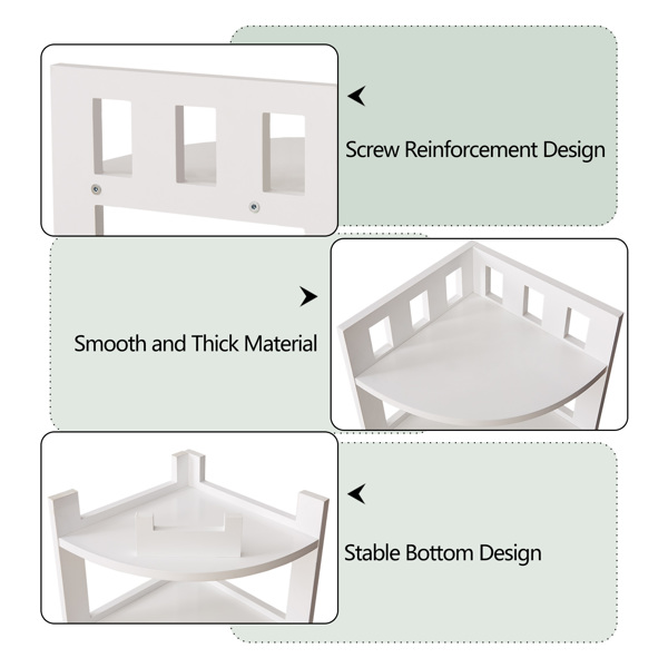 Corner Shelf, 4-Tier Display Shelves, Wood Storage Stand, Multipurpose Shelving Unit for Small Space, Home Office, Bathroom Corner