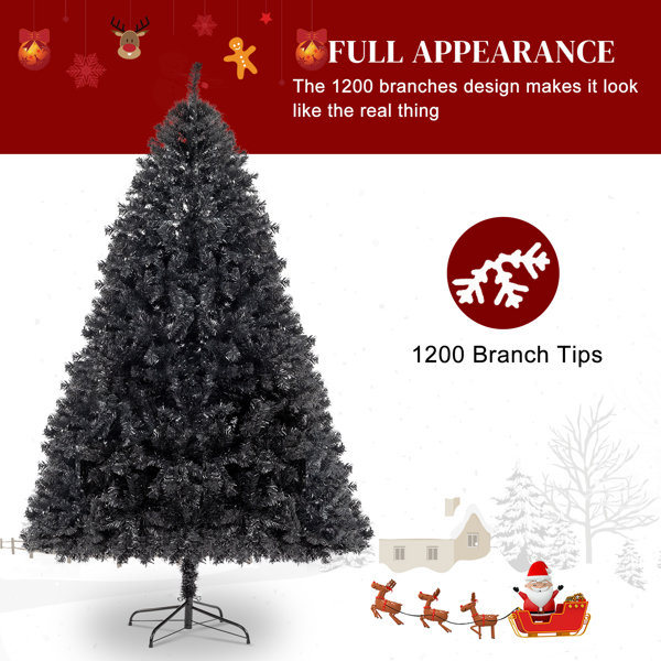6ft 1150 Branches PVC Christmas Tree Black
